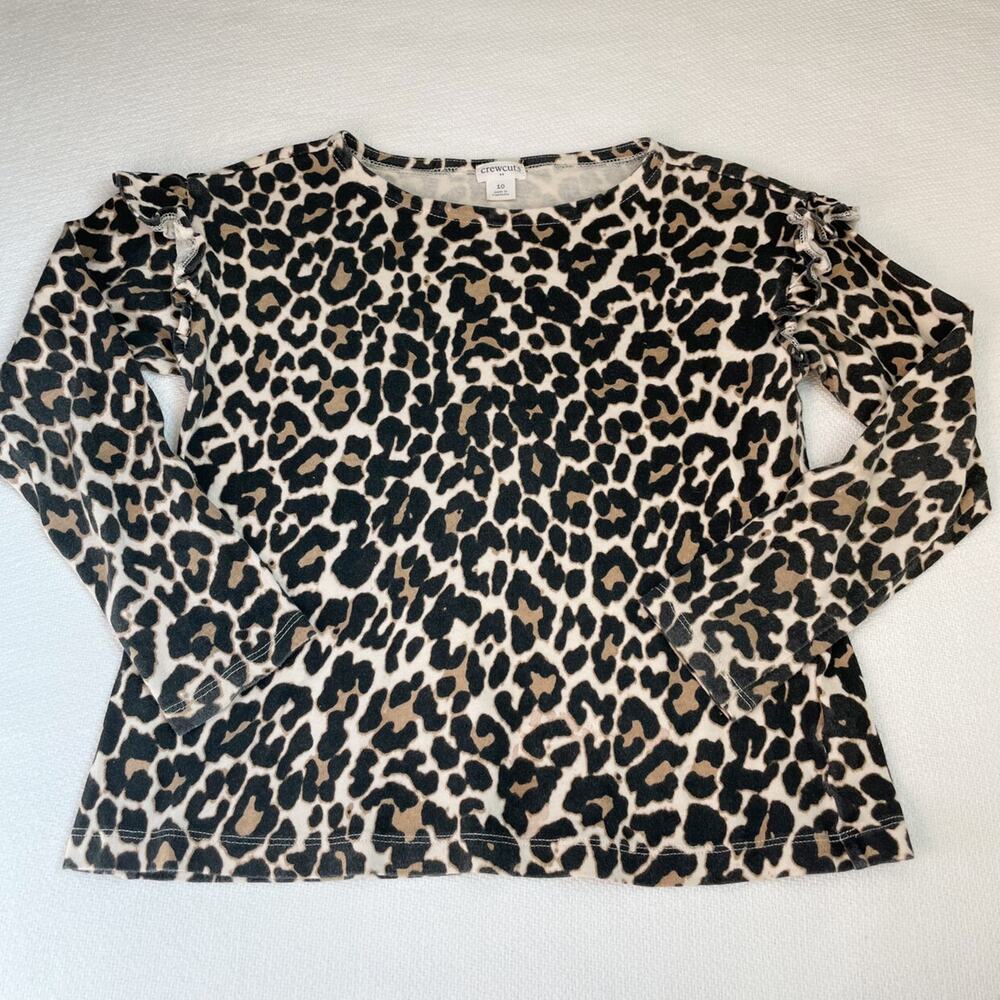 Crewcuts Ruffle Shoulder Leopard Print Top